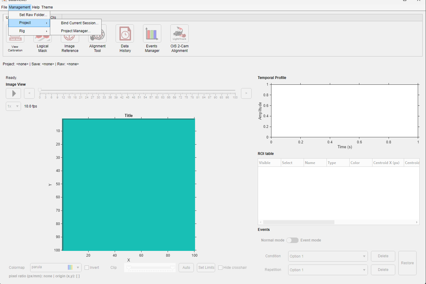 DataViewer Management Project menu
